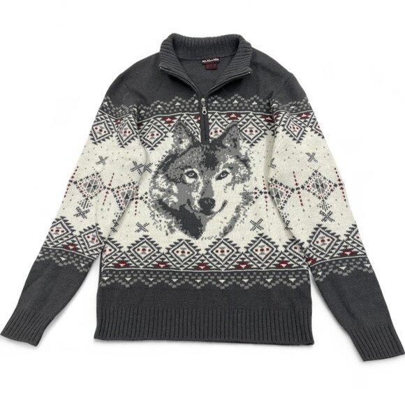 Atlas Wolf Norwegian Wool Blend Men's Medium 1/4 Zip Icelandic Ski Sweater - Picture 6 of 11